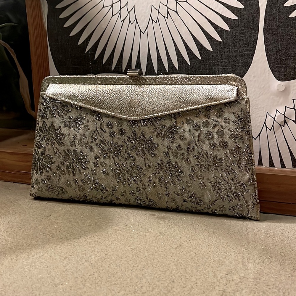 Garay Silver Embroidered Clutch